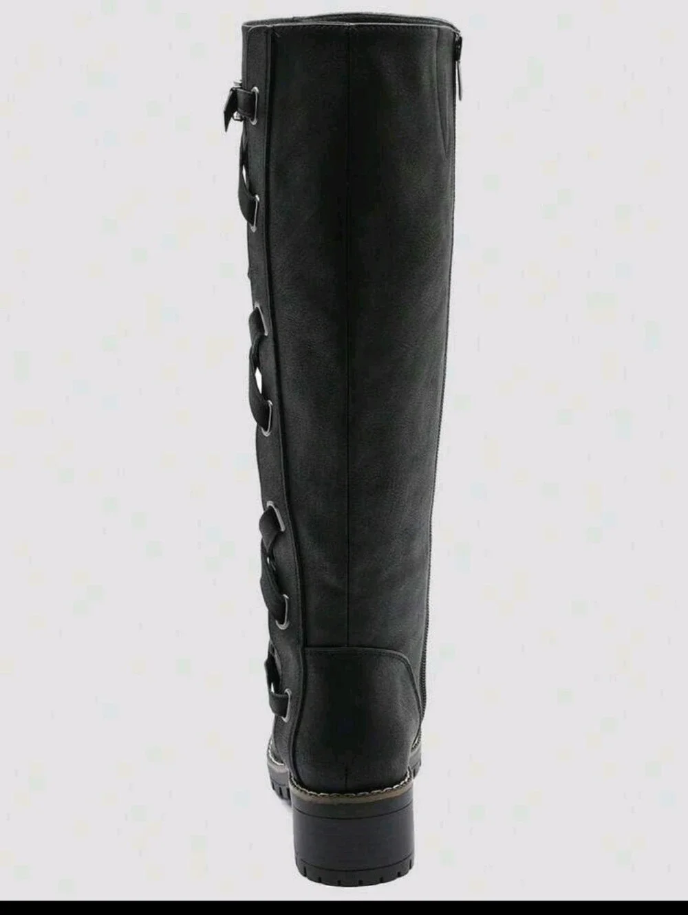 Black Lace-Up Knee High Boots - Women